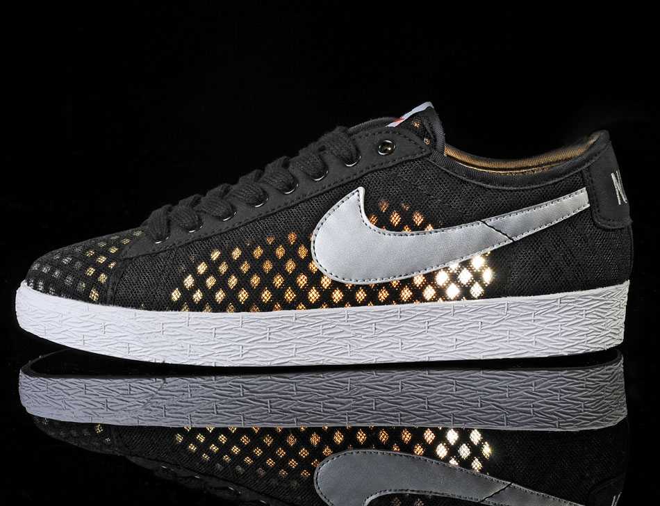Nike Blazer Low Stussy 2013 Summer Light Breathable Black Silver